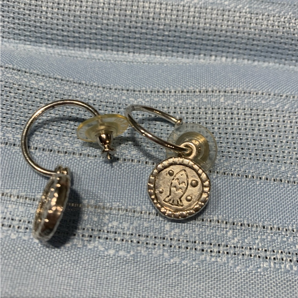 Silver Coin Hoop Earrings